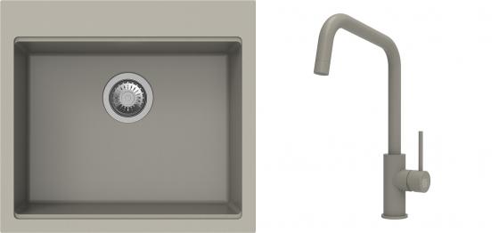 K-StrongSinks S3 mosogató szett Ipel 560x510mm bézs + csaptelep Arda bézs