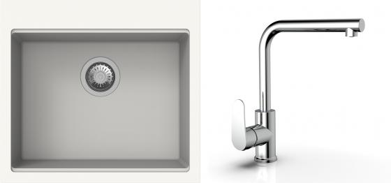 K-StrongSinks S3 mosogató szett Ipel 560x510mm fehér + csaptelep  Stréva króm