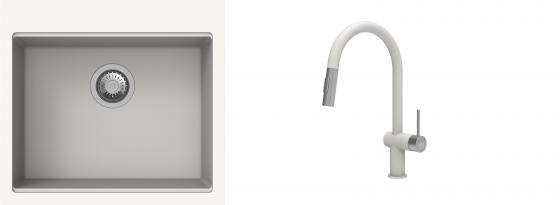 K-StrongSinks S3 mosogató szett Ipel 560x510mm fehér + csaptelep Neris fehér