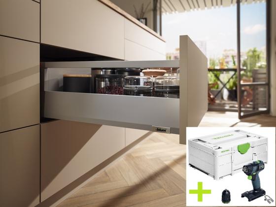 K-BLUM Merivobox készlet 500 mm / 40 kg, Indium szürke, IG-M Inserta + Festool T
