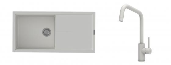 K-StrongSinks S3 mosogató szett Labe 1000x500mm fehér + csaptelep Arda fehér