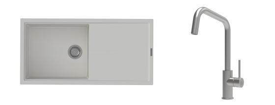 K-StrongSinks S3 mosogató szett Labe 1000x500mm fehér + csaptelep Arda nerez