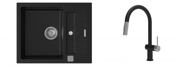 K-StrongSinks S3 mosogató szett Vardar 615x500mm fekete + csaptelep Neris fekete