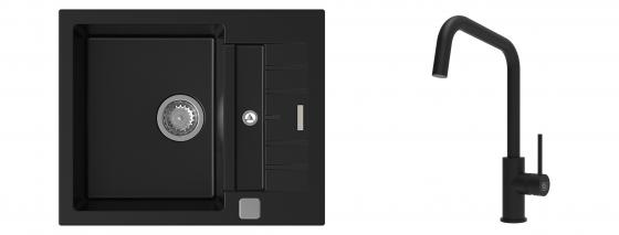 K-StrongSinks S3 mosogató szett Vardar 615x500mm fekete + csaptelep  Arda fekete