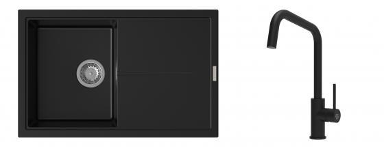 K-StrongSinks S3 mosogató szett Labe 780x500mm fekete + csaptelep  Arda fekete