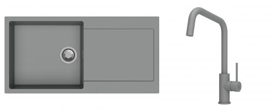K-StrongSinks S3 mosogató szett Zala 1000x500mm szürke + csaptelep Arda szürke