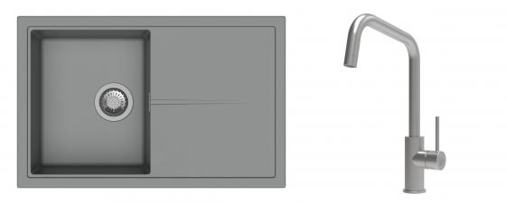 K-StrongSinks S3 mosogató szett Labe 780x500mm szürke + csaptelep Arda nerez