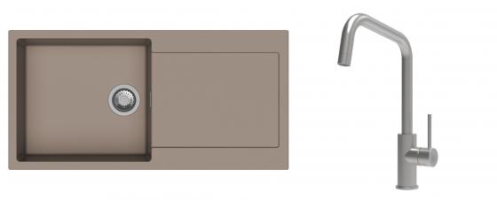 K-StrongSinks S3 mosogató szett Zala 1000x500mm bézs + csaptelep Arda nerez