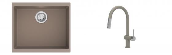K-StrongSinks S3 mosogató szett Hron 530x460mm bézs + csaptelep Neris bézs