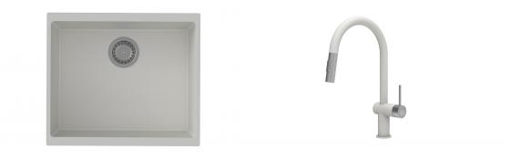 K-StrongSinks S3 mosogató szett Hron 530x460mm fehér + csaptelep Neris fehér