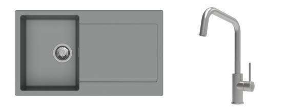 K-StrongSinks S3 mosogató szett Zala 860x500mm szürke + csaptelep Arda nerez