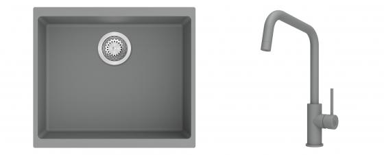 K-StrongSinks S3 mosogató szett Hron 530x460mm szürke + csaptelep Arda szürke