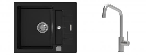 K-StrongSinks S3 mosogató szett Vardar 615x500mm fekete + csaptelep Arda nerez