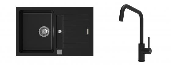 K-StrongSinks S3 mosogató szett Vardar 780x500mm fekete + csaptelep  Arda fekete