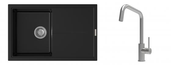 K-StrongSinks S3 mosogató szett Labe 780x500mm fekete + csaptelep Arda nerez