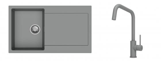 K-StrongSinks S3 mosogató szett Zala 860x500mm szürke + csaptelep Arda szürke