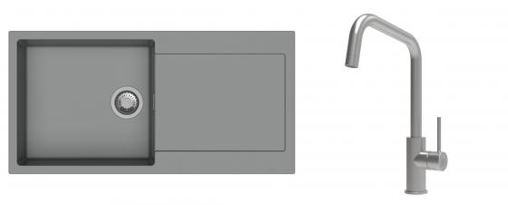 K-StrongSinks S3 mosogató szett Zala 1000x500mm szürke + csaptelep Arda nerez