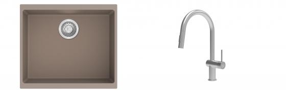 K-StrongSinks S3 mosogató szett Hron 530x460mm bézs + csaptelep Neris nerez