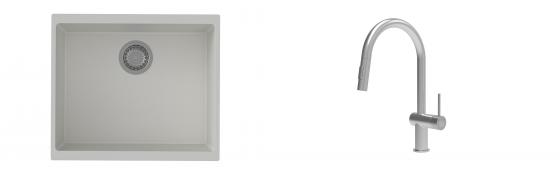 K-StrongSinks S3 mosogató szett Hron 530x460mm fehér + csaptelep Neris nerez