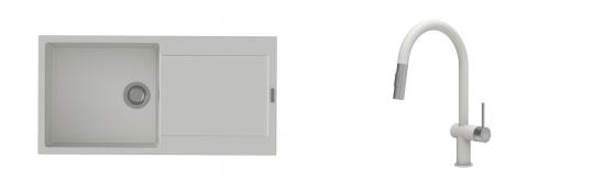 K-StrongSinks S3 mosogató szett Zala 1000x500mm fehér + csaptelep Neris fehér