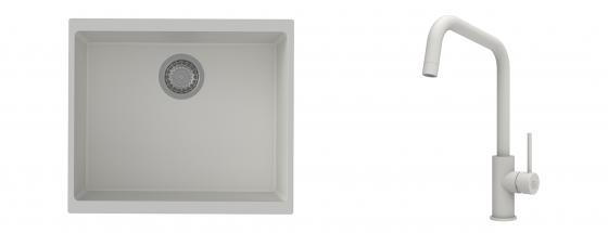 K-StrongSinks S3 mosogató szett Hron 530x460mm fehér + csaptelep Arda fehér