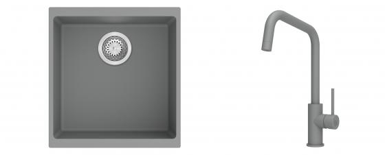 K-StrongSinks S3 mosogató szett Hron 430x460mm szürke + csaptelep Arda szürke