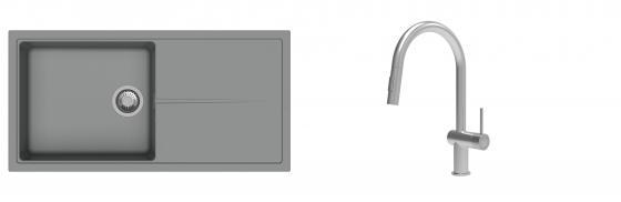 K-StrongSinks S3 mosogató szett Labe 1000x500mm szürke + csaptelep Neris nerez
