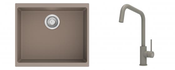 K-StrongSinks S3 mosogató szett Hron 530x460mm bézs + csaptelep Arda bézs