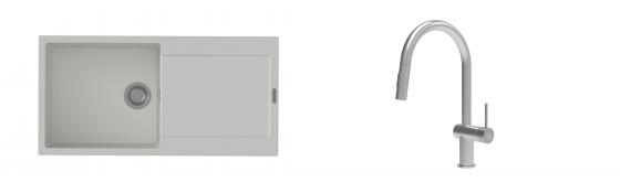 K-StrongSinks S3 mosogató szett Zala 1000x500mm fehér + csaptelep Neris nerez