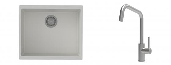 K-StrongSinks S3 mosogató szett Hron 530x460mm fehér + csaptelep Arda nerez