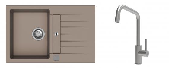 K-StrongSinks S3 mosogató szett Vardar 780x500mm bézs + csaptelep Arda nerez