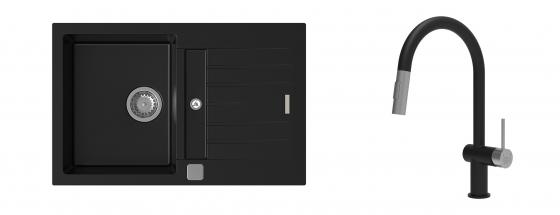 K-StrongSinks S3 mosogató szett Vardar 780x500mm fekete + csaptelep Neris fekete