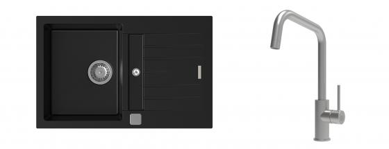 K-StrongSinks S3 mosogató szett Vardar 780x500mm fekete + csaptelep Arda nerez