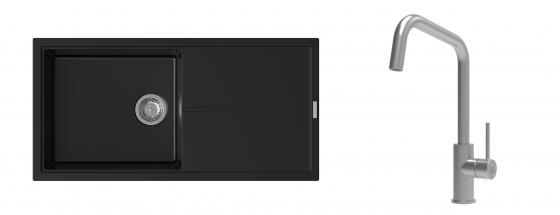 K-StrongSinks S3 mosogató szett Labe 1000x500mm fekete + csaptelep Arda nerez