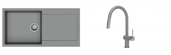 K-StrongSinks S3 mosogató szett Zala 1000x500mm szürke + csaptelep Neris szürke