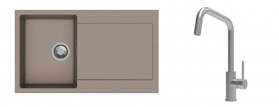 K-StrongSinks S3 mosogató szett Zala 860x500mm bézs + csaptelep Arda nerez