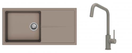 K-StrongSinks S3 mosogató szett Labe 1000x500mm bézs + csaptelep Arda bézs