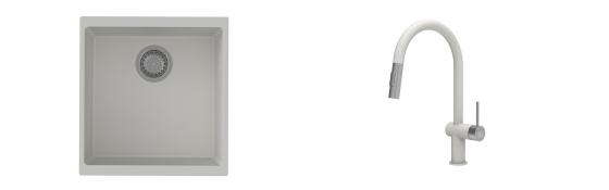 K-StrongSinks S3 mosogató szett Hron 430x460mm fehér + csaptelep Neris fehér