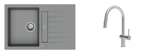 K-StrongSinks S3 mosogató szett Vardar 780x500mm szürke + csaptelep Neris nerez