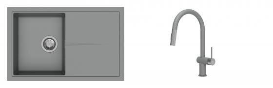 K-StrongSinks S3 mosogató szett Labe 780x500mm szürke + csaptelep Neris szürke