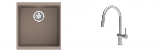 K-StrongSinks S3 mosogató szett Hron 430x460mm bézs + csaptelep Neris nerez