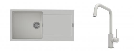 K-StrongSinks S3 mosogató szett Zala 1000x500mm fehér + csaptelep Arda fehér