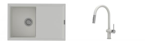 K-StrongSinks S3 mosogató szett Labe 780x500mm fehér + csaptelep Neris fehér