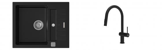 K-StrongSinks S3 mosogató szett Vardar 615x500mm fekete + csaptelep Neris fekete