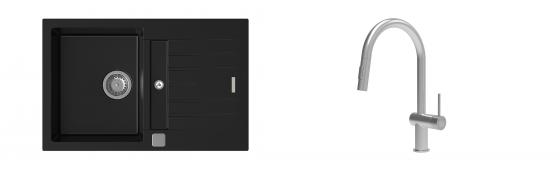 K-StrongSinks S3 mosogató szett Vardar 780x500mm fekete + csaptelep Neris nerez