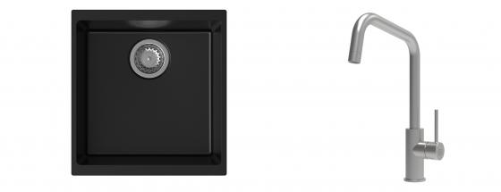 K-StrongSinks S3 mosogató szett Hron 430x460mm fekete + csaptelep Arda nerez
