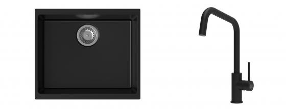 K-StrongSinks S3 mosogató szett Hron 530x460mm fekete + csaptelep  Arda fekete