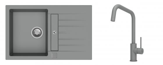 K-StrongSinks S3 mosogató szett Vardar 780x500mm szürke + csaptelep Arda szürke