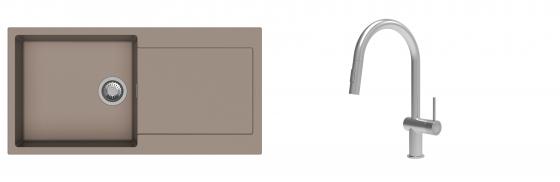 K-StrongSinks S3 mosogató szett Zala 1000x500mm bézs + csaptelep Neris nerez