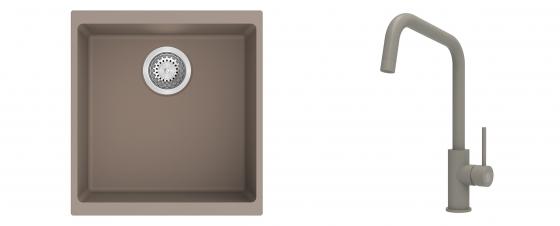 K-StrongSinks S3 mosogató szett Hron 430x460mm bézs + csaptelep Arda bézs
